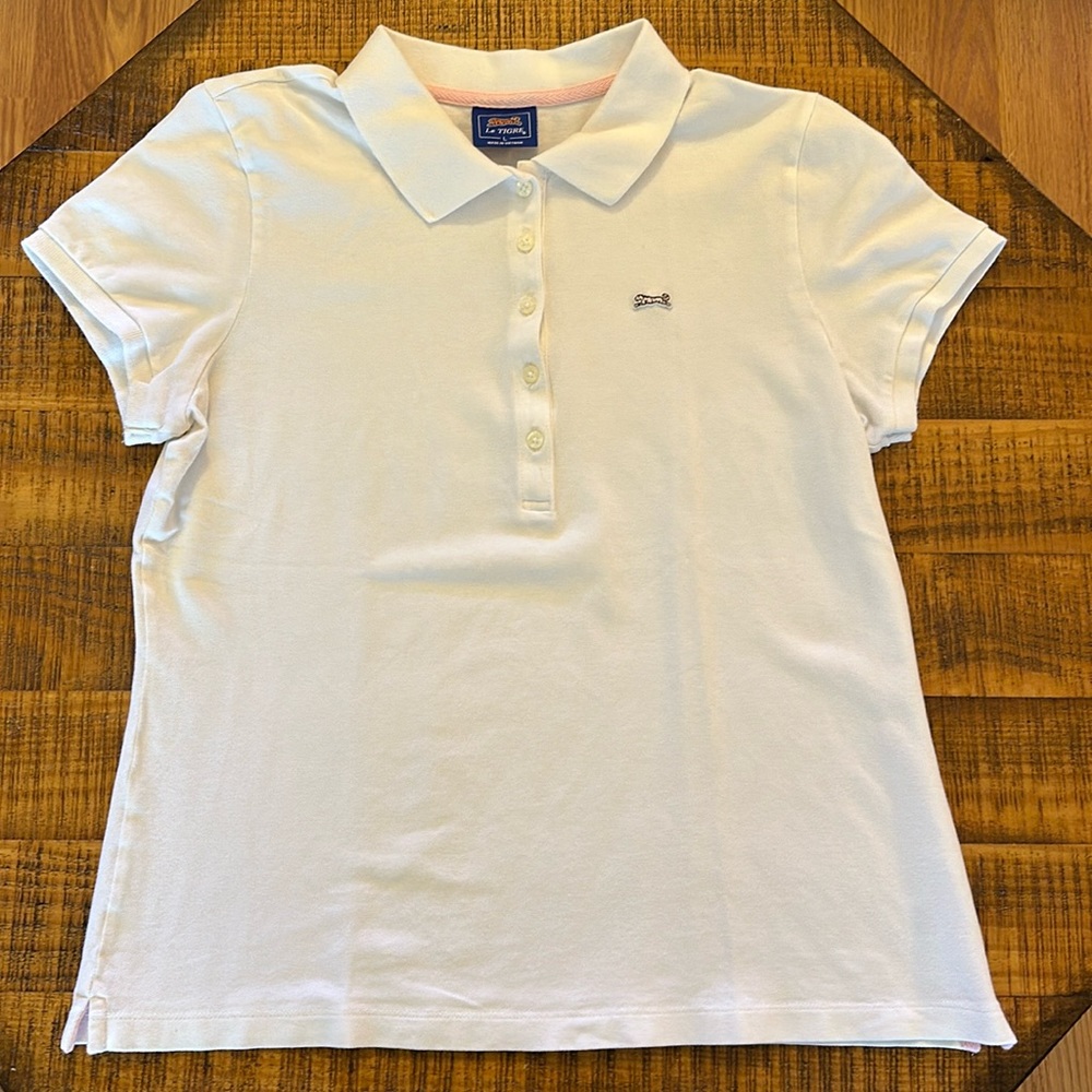 Le Tigre White Short Sleeve Polo Shirt Size L